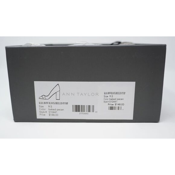 NIB Ann Taylor Kaia Black Velvet Bow Block Heeled Pump Baked Pecan Houndstooth - Picture 11 of 11